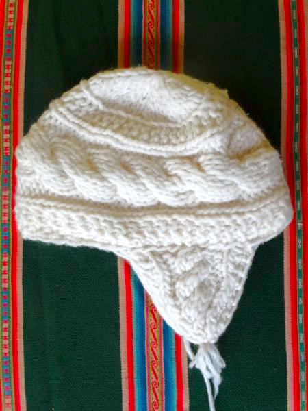 Gorro de Lã Branco com Forro - Adulto / Peru