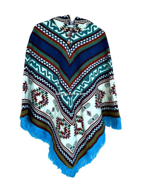 Poncho de Alpaca com capuz